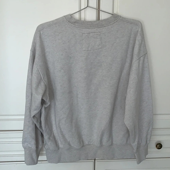 American eagle size medium gray crew neck sweatshirt log cabin pine trees sun - Picture 7 of 11